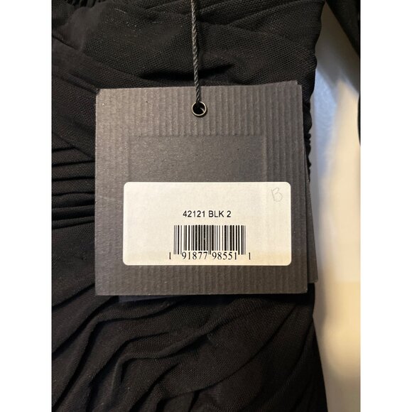 Ieena For Mac Duggal Size 2 Black Long Sleeve Ruched Gown With Draped Bodice - Picture 7 of 8